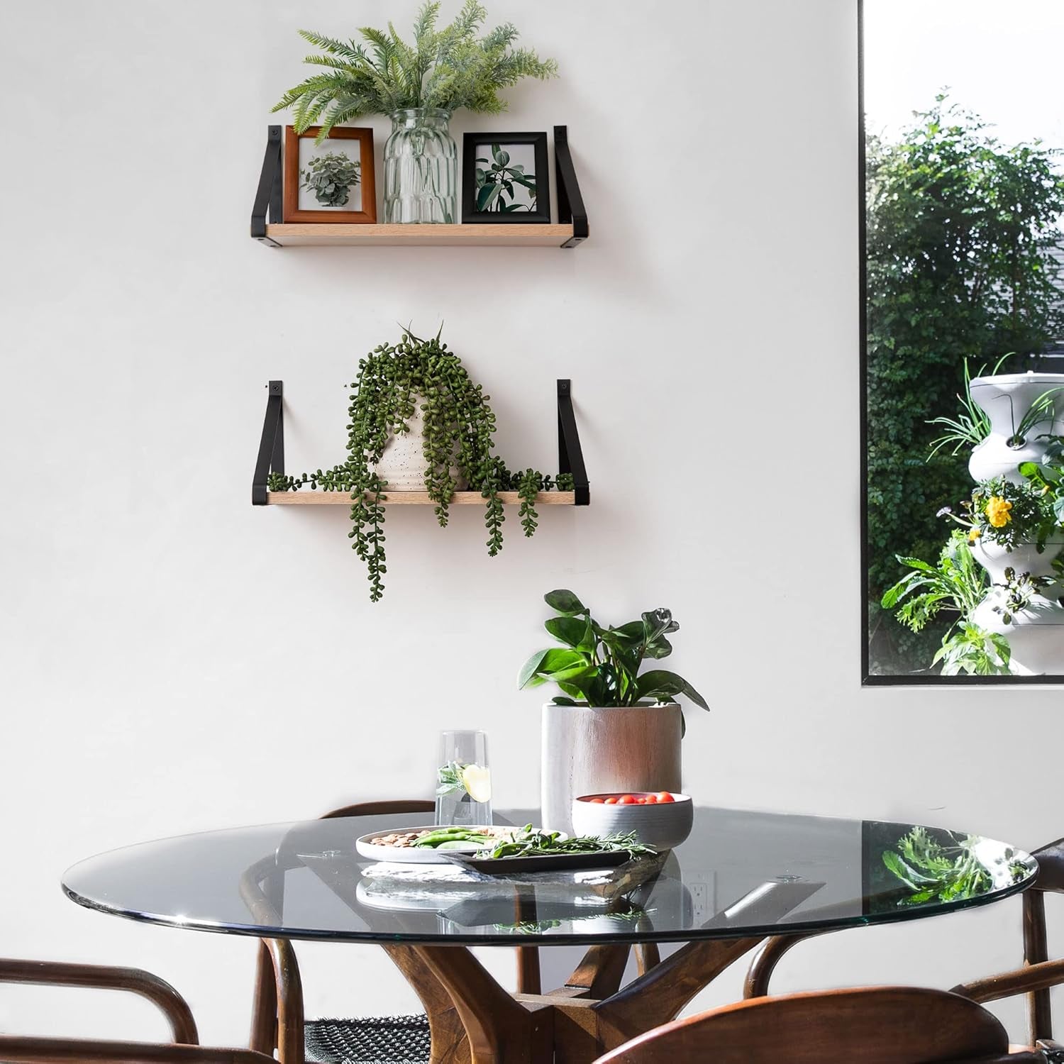 Labcosi Rustic Grey Floating Shelves for Bathroom, Bedroom, Living Room, Kitchen, 2-Pack Solid Wood Wall Shelf over Toilet, Modern Décor