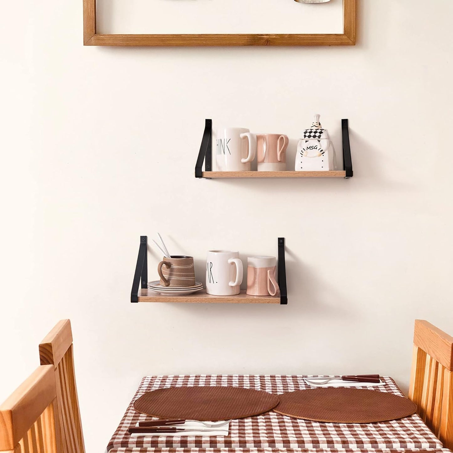 Labcosi Rustic Grey Floating Shelves for Bathroom, Bedroom, Living Room, Kitchen, 2-Pack Solid Wood Wall Shelf over Toilet, Modern Décor