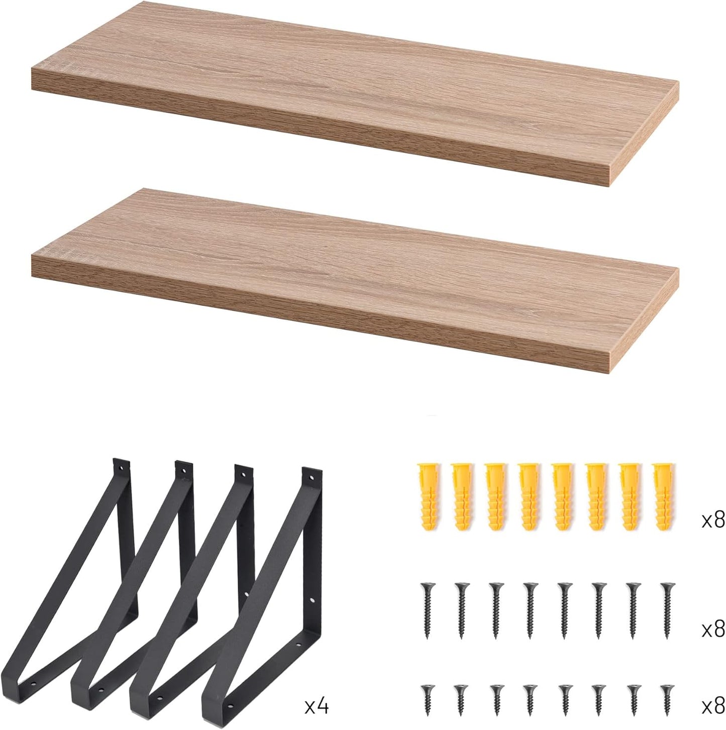 Labcosi Rustic Grey Floating Shelves for Bathroom, Bedroom, Living Room, Kitchen, 2-Pack Solid Wood Wall Shelf over Toilet, Modern Décor