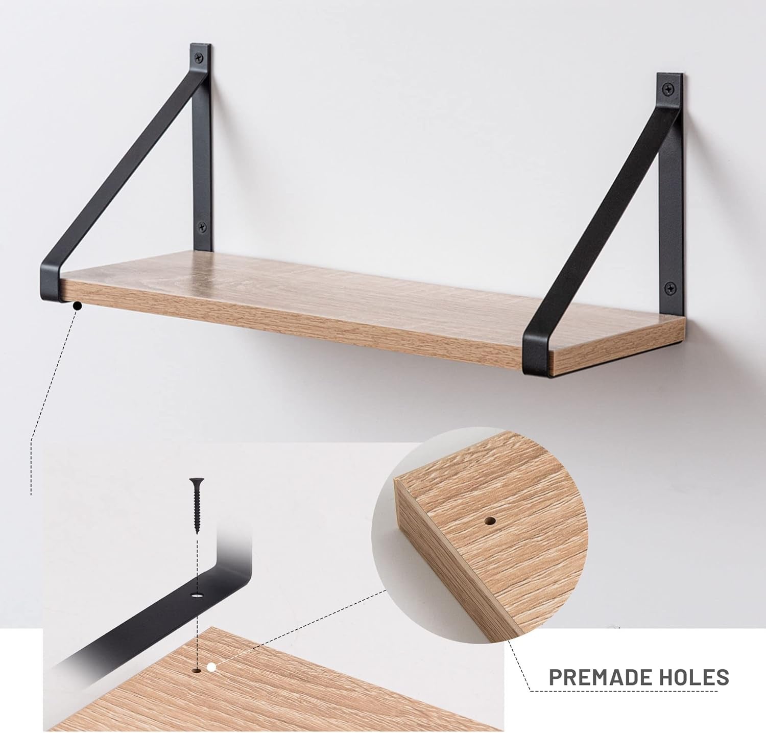 Labcosi Rustic Grey Floating Shelves for Bathroom, Bedroom, Living Room, Kitchen, 2-Pack Solid Wood Wall Shelf over Toilet, Modern Décor